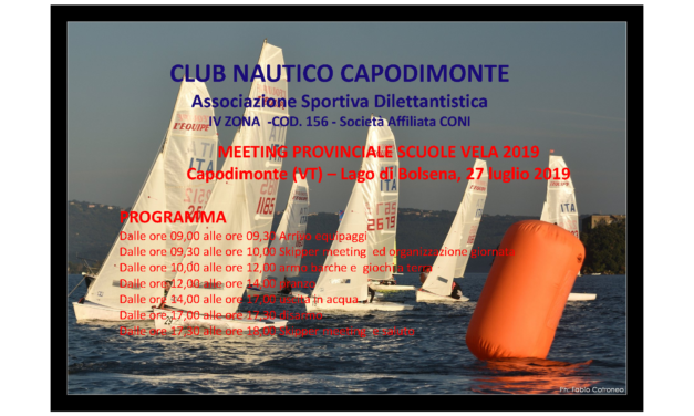 Meeting Provinciale Scuola Vela<br>Capodimonte (VT)<br>27 luglio 2019